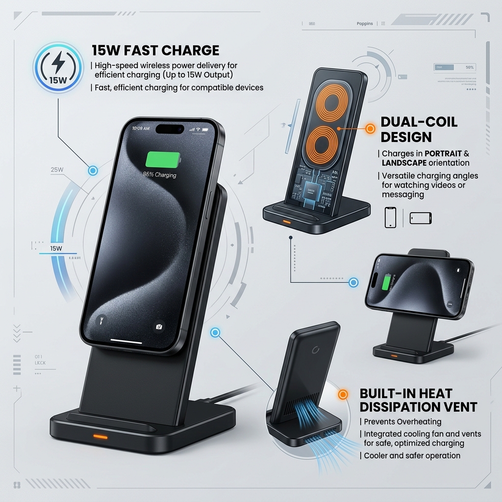 Generated Infographic of Wireless Charging Stand